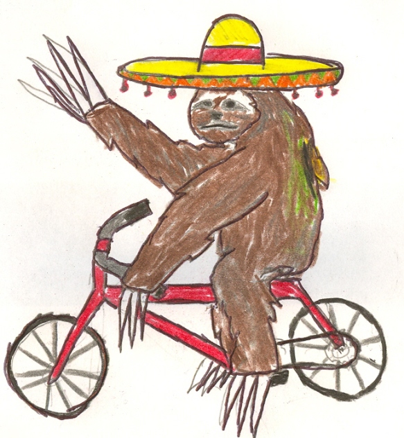 sloth riding a bike